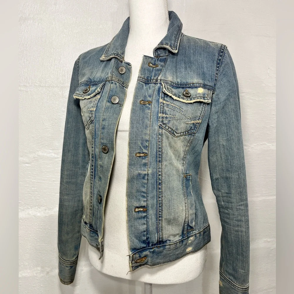 AEROPOSTALE DISTRESSED JEAN JACKET - Picture 13 of 15